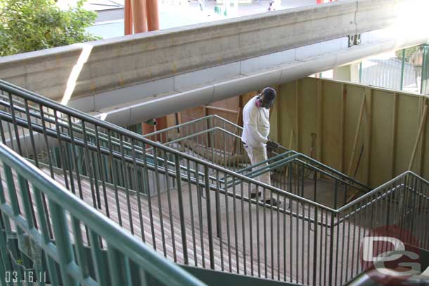 Painting the new exit stairs for the Downtown Disney station.