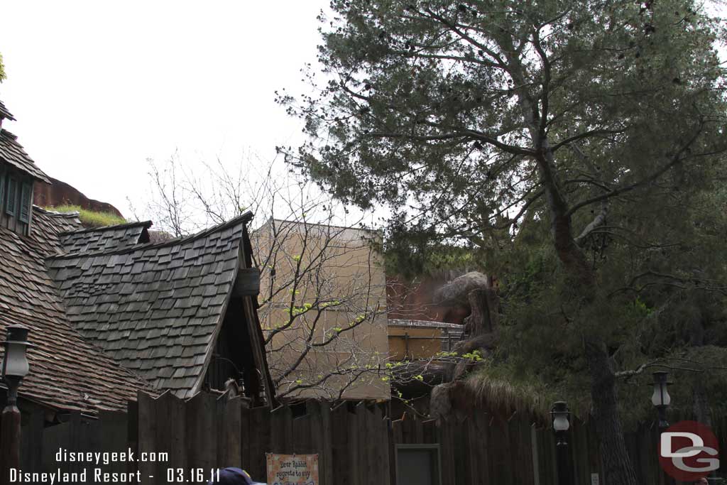 Most of the work is not visible going on at Splash Mountain, but a couple areas are.