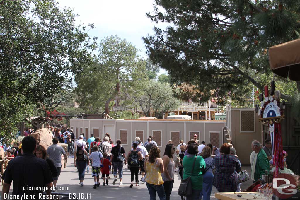 Made it around and you can see the other side of the walls that block the way to Frontierland.