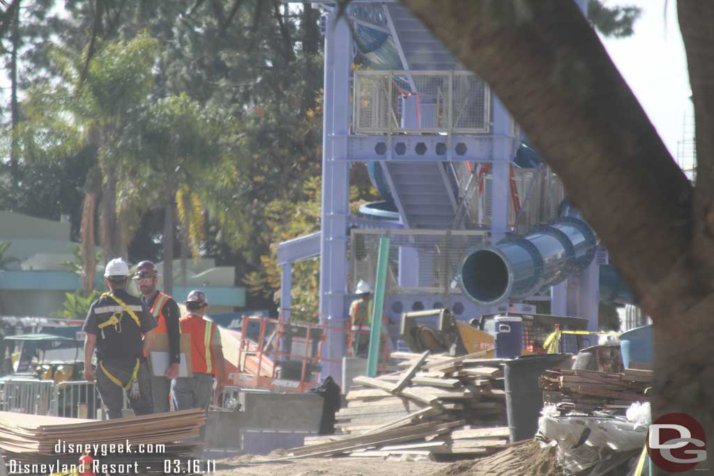 Over at the Disneyland Hotel the waterslide is taking shape.