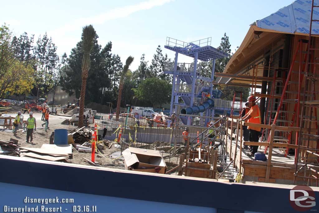 Another look at the waterslide work.  Also notice the new trees.