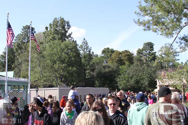 The walls in Frontierland have been pushed back a bit so some of the walkway is open.  It is still really tight in the area though.