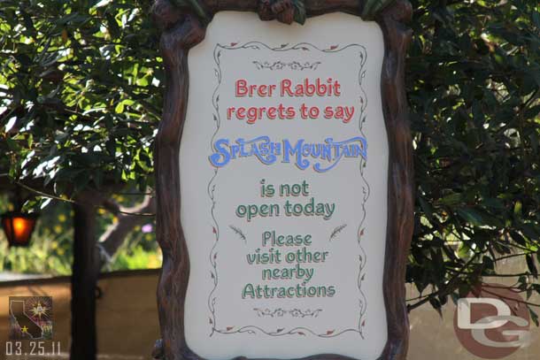 Work continues on Splash Mountain.