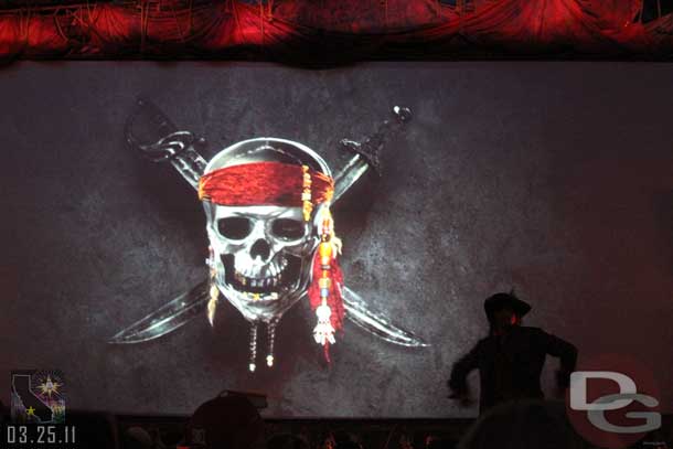 Show time.  A Pirate comes out to warn us and explain what is going on.