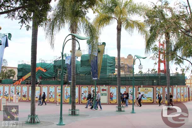 Work on the new entrance for DCA is moving along.  They appear to have the support structure in place and are starting to add the other elements.