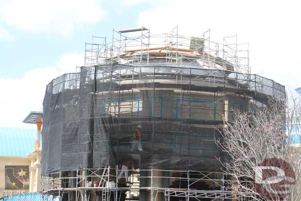 Work on the dome near the Mermaid building is moving along.  They are repainting it to match the new building.