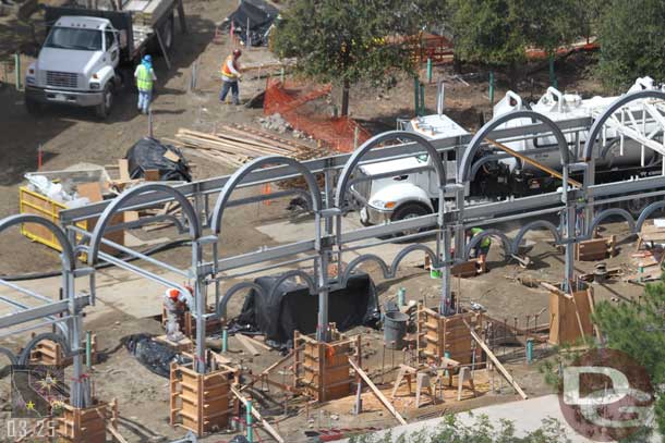 The forms are going in for the concrete work around the new seating area.