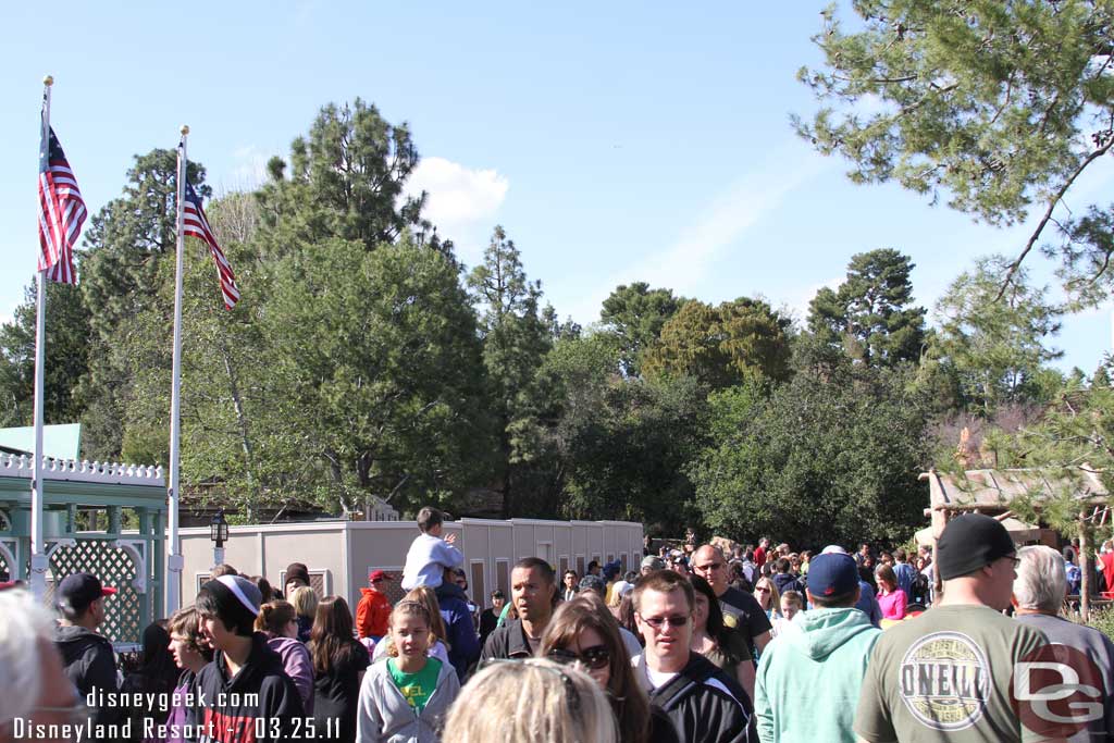 The walls in Frontierland have been pushed back a bit so some of the walkway is open.  It is still really tight in the area though.