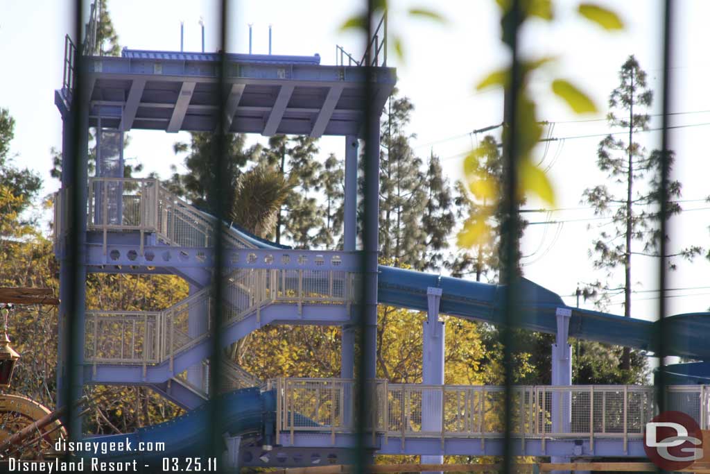 Out by the pool the water slide looks to be just about installed, guessing the monorails may be coming soon.