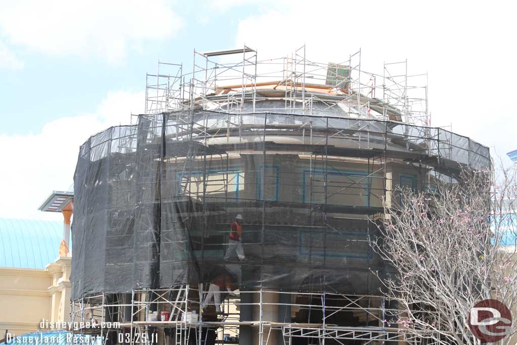 Work on the dome near the Mermaid building is moving along.  They are repainting it to match the new building.