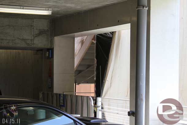 The bridge in the parking structure was blocked off.  My guess for some painting.