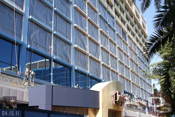 They were painting the courtyard side of the Magic Tower this afternoon