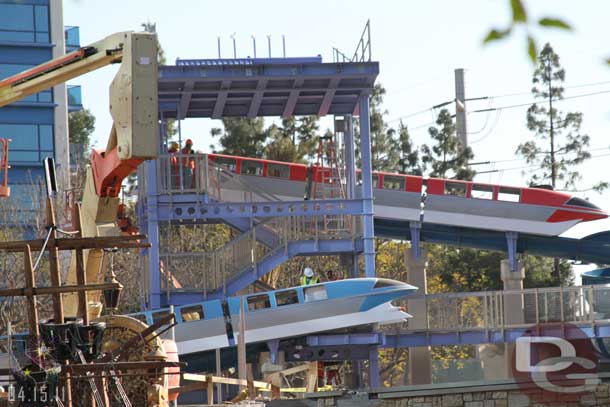 Monorail Red has arrived at the waterslide.