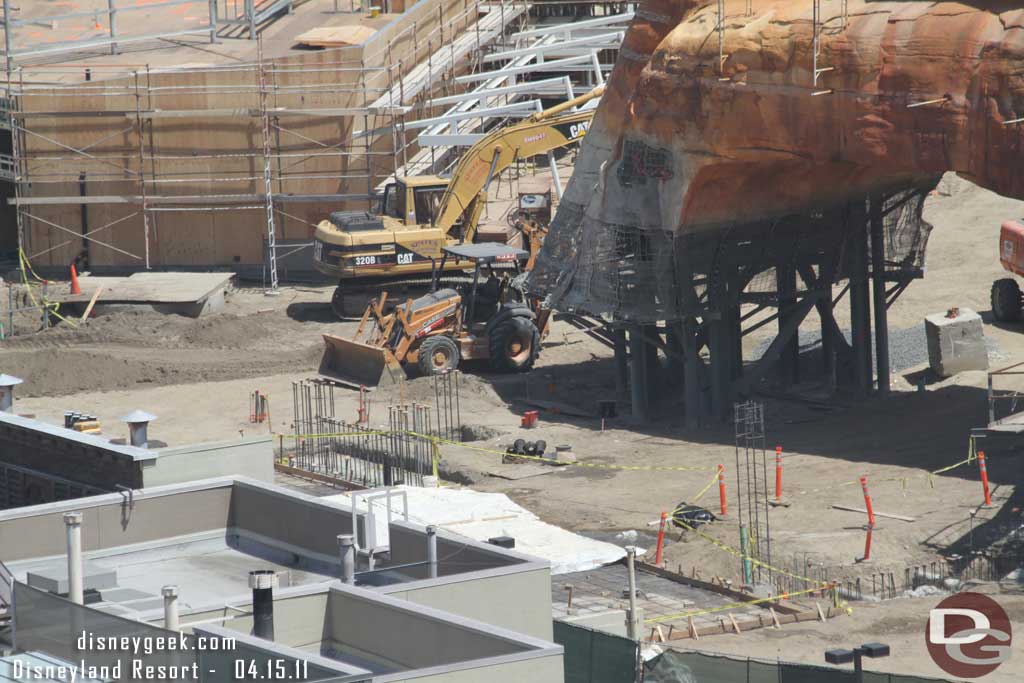 A better shot of the footers and pad/walkway that will lead into Cars Land from the Wharf.