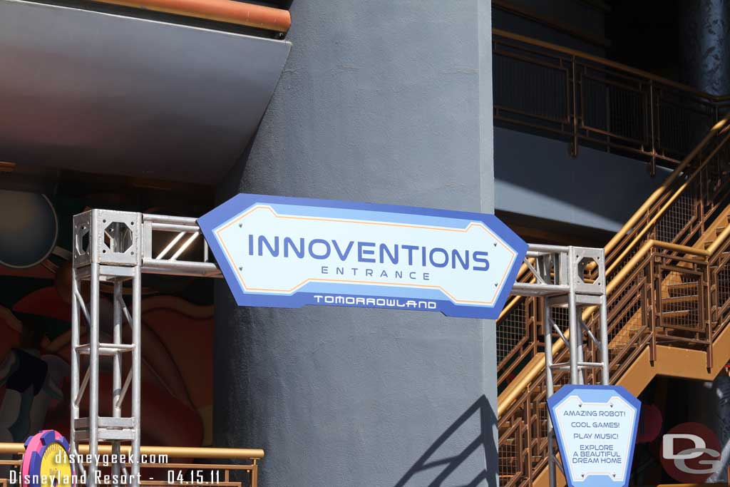 Innoventions was still using the ramp as the entrance.  It was spinning today though.