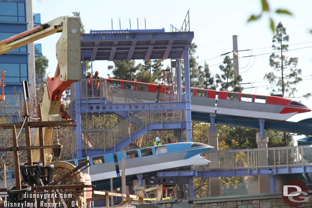 Monorail Red has arrived at the waterslide.