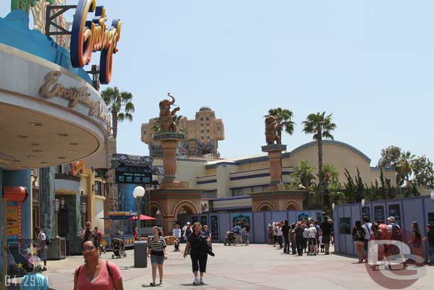 There is now a wall up as they work on extending the Red Car rails out of the Backlot.  