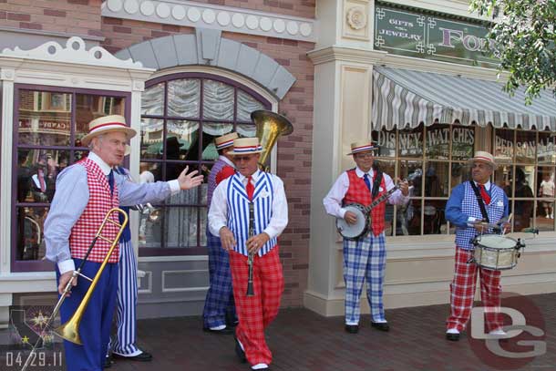 The Straw Hatters out on Main Street.