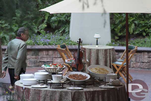 A private reception was being set up in the courtyard.