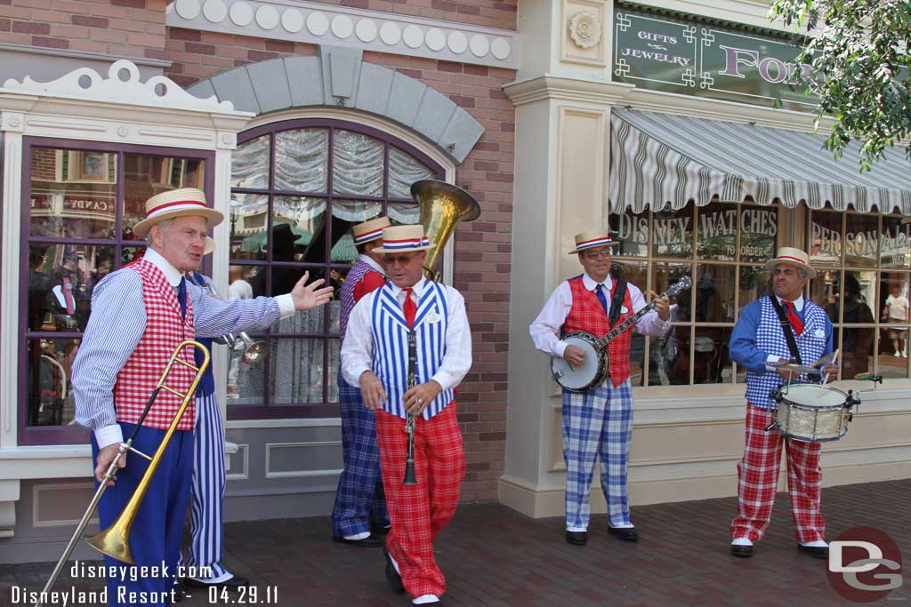 The Straw Hatters out on Main Street.