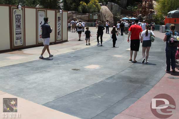 Here you can see where the old seating area was by the concrete change.