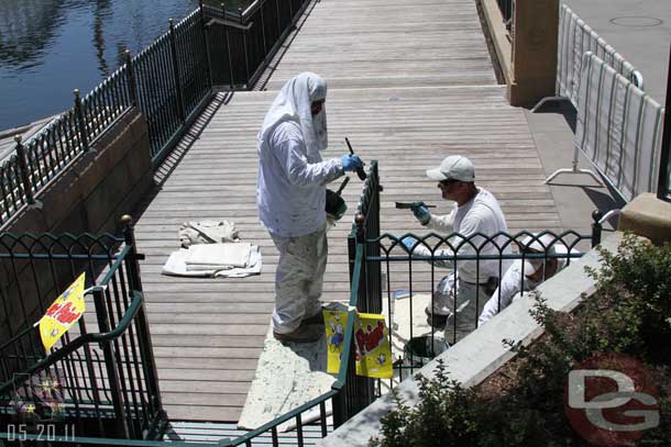 The never ending repainting of the railings in the World of Color viewing area.