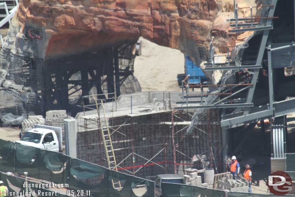 The wall that will hide backstage as you enter Cars Land from the Wharf is going up.