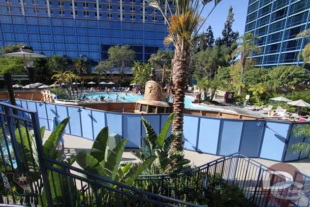 Walls up around the Neverland Pool area.  