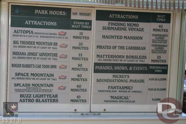 The wait times around 5:40pm