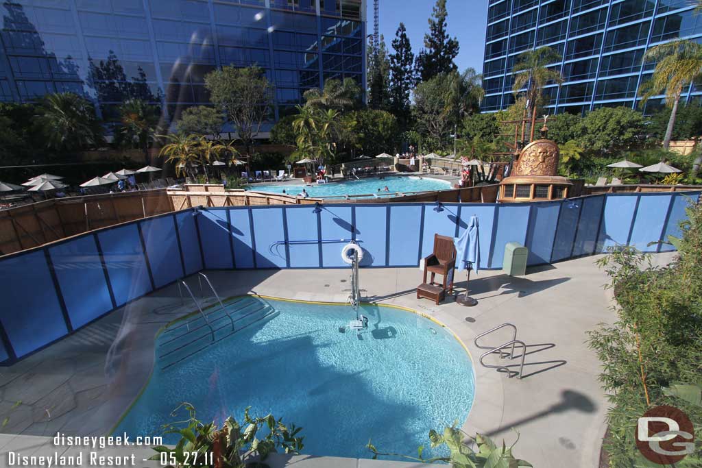 Looking toward the old pool.  You can see they do not connect.  Also they had a lift out that would help wheel chair bound guests get into the water.