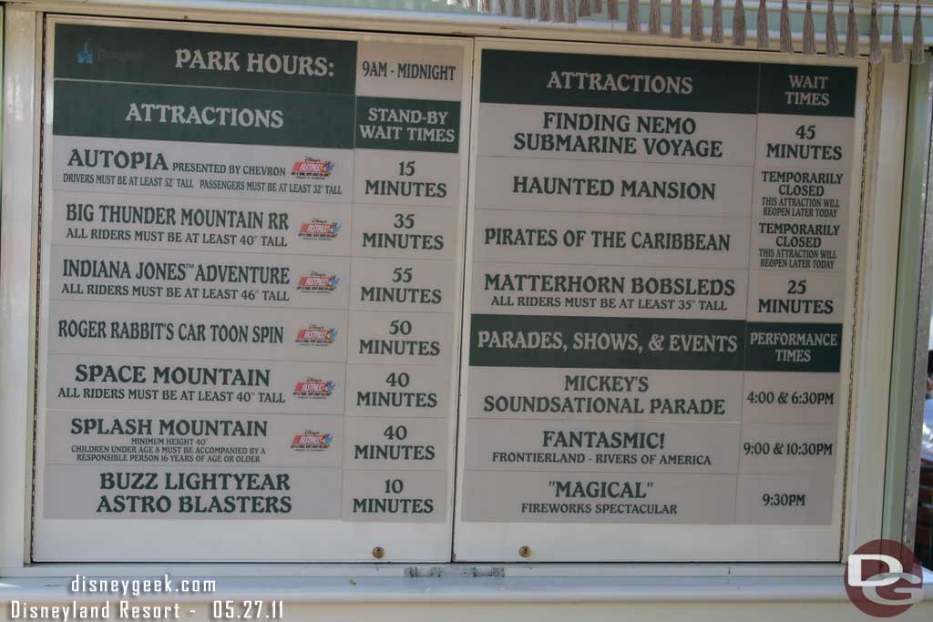 The wait times around 5:40pm