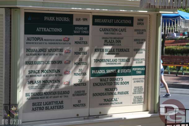 The wait times around 9:20am