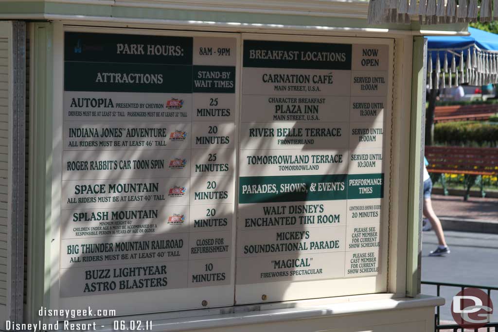 The wait times around 9:20am