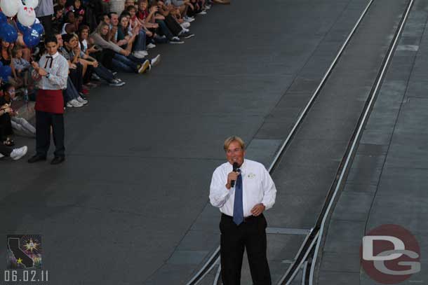 John Addis, senior show director for the Soundsational Parade came out to say a few words.