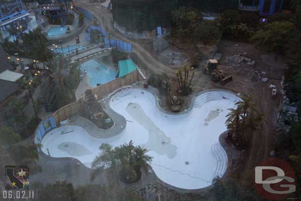 A look out the window shows the old Neverland Pool and its current stage of destruction.