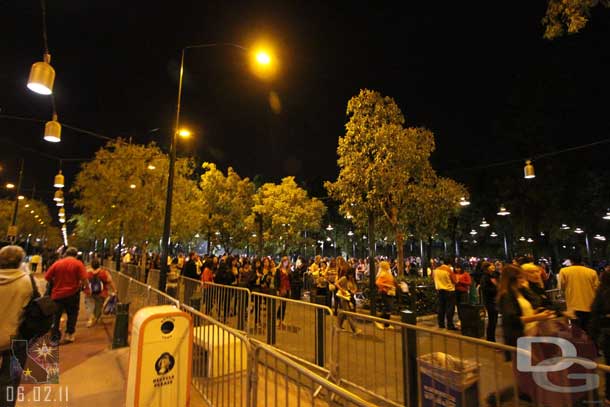 On my way back to the hotel we walked through Downtown Disney then got trapped by Grad Nite.  Eventually the CMs took mercy on us and escorted us through to the other side.  On the right are the Grade Nite masses working their way through security at the Toy Story shuttle drop off area.