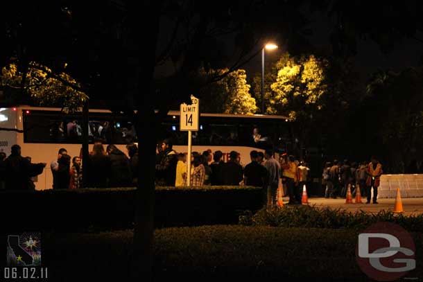 One last shot of the buses off loading as we called it a night.