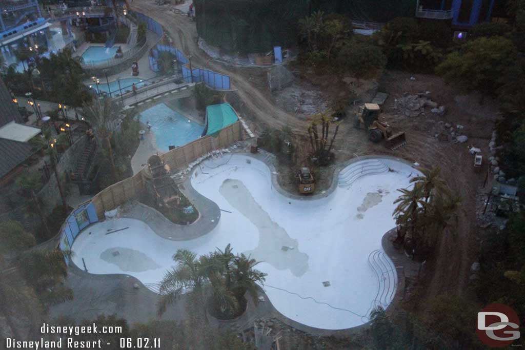 A look out the window shows the old Neverland Pool and its current stage of destruction.