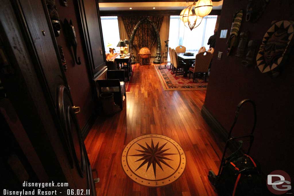 The entrance way.  The dining room is on the right and living room on the left.