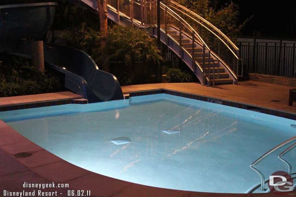 A better view of one of the large slide splash down pools.  The stairs in the back lead up to the slides.