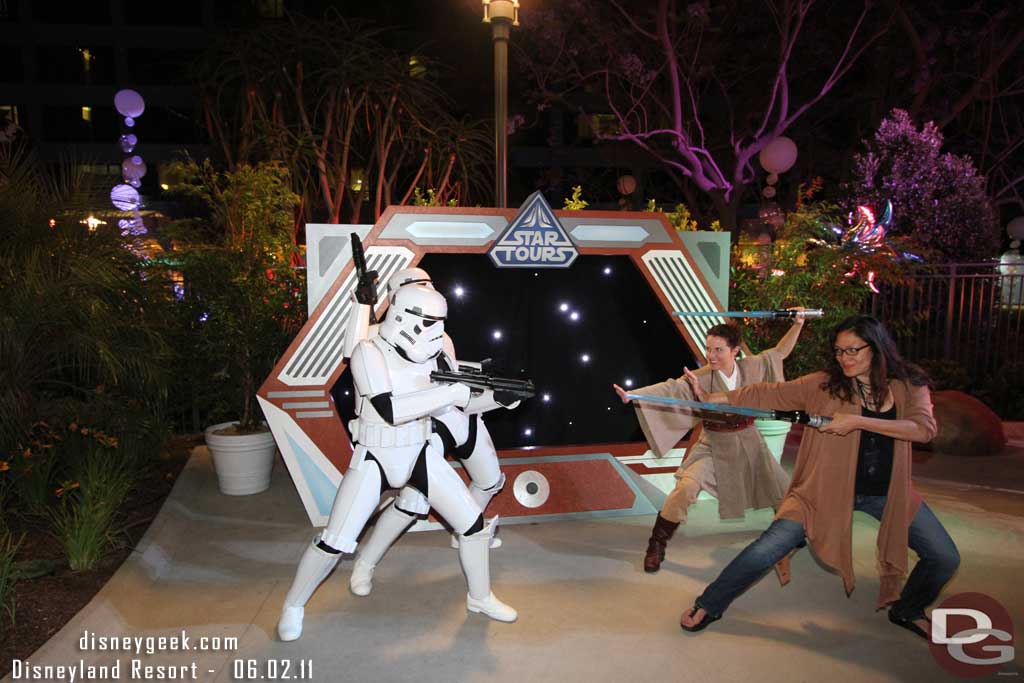 There was a Star Tours photo op set up for those willing to put on the robes and engage the storm troopers