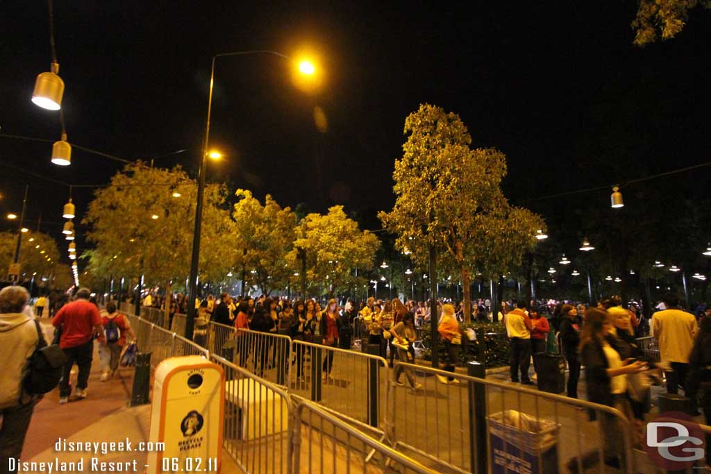 On my way back to the hotel we walked through Downtown Disney then got trapped by Grad Nite.  Eventually the CMs took mercy on us and escorted us through to the other side.  On the right are the Grade Nite masses working their way through security at the Toy Story shuttle drop off area.