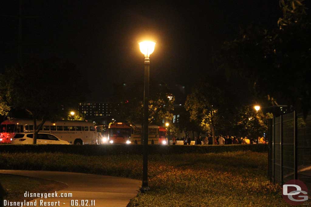 Their busses were dropping them off down at the old entrance then they walked down the old tram route/current bus route to security.