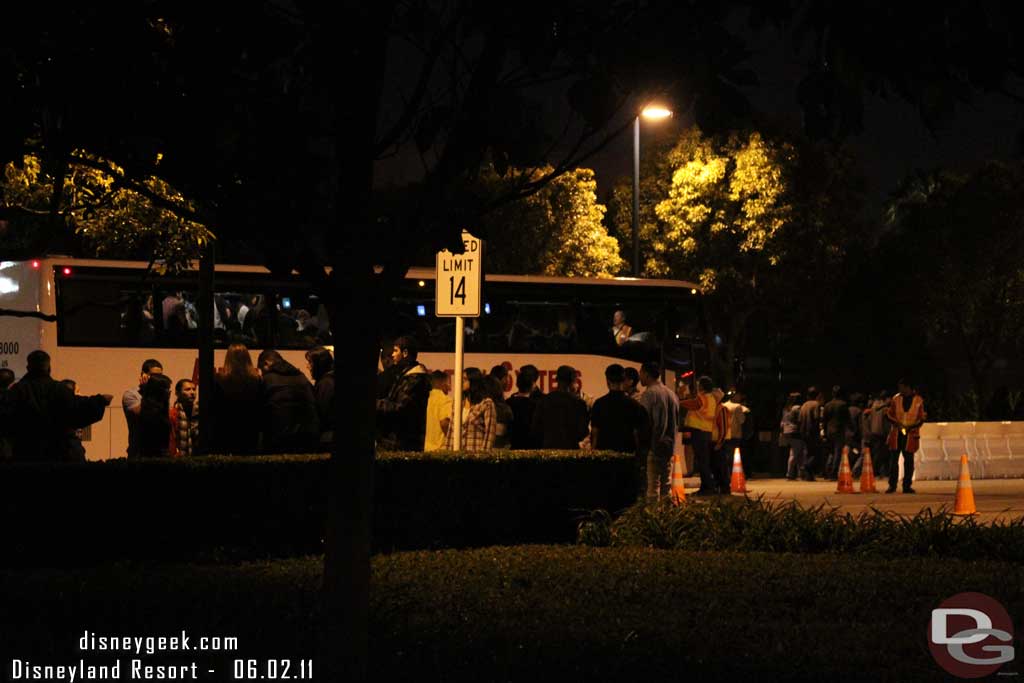 One last shot of the buses off loading as we called it a night.