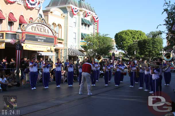 The All American College Band performing on the parade route.