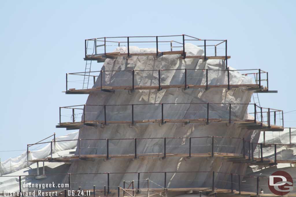 A pan across the tail fins starting with the one on the left when looking at them from the Blue Sky Cellar