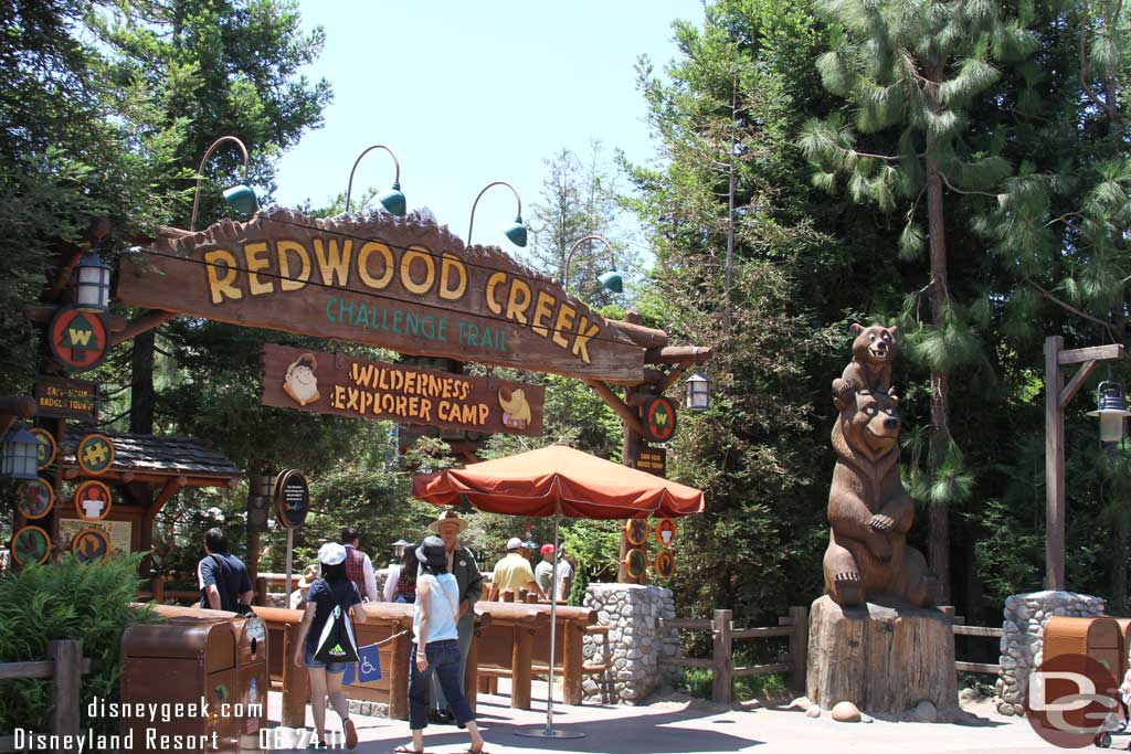 The gang from Up is taking over for the Brother Bear crew on the Redwood Creek Challenge Trail.