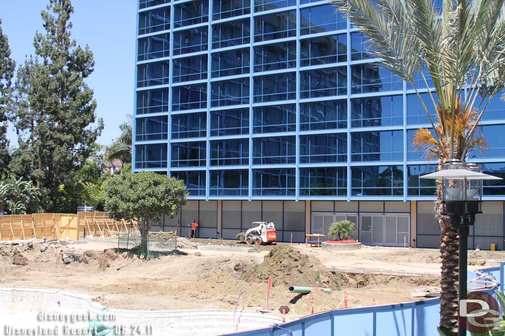 They have cleared out most of the plants and concrete from around the old pool.  This is the Adventure Tower side.