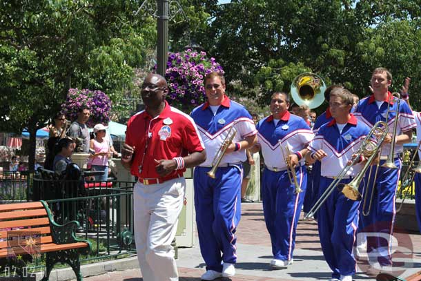 The College Band making their way to the Castle for the 2:15 set.