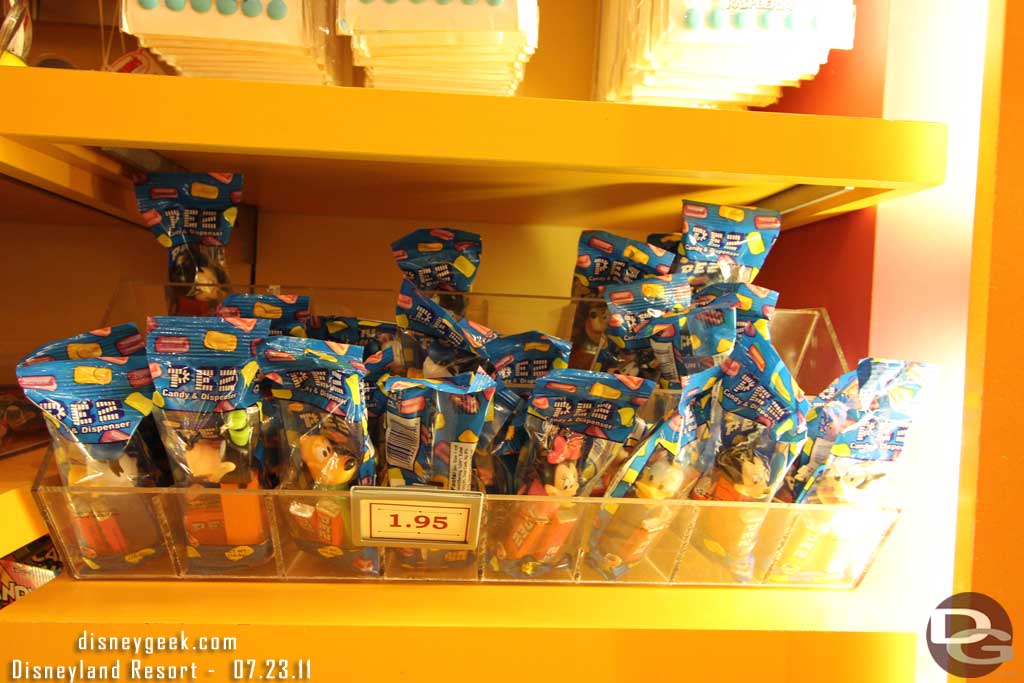 Had a request asking if they still sold Pez in the parks.  Found this display in Greetings from California.  Not park specific, but Disney characters.